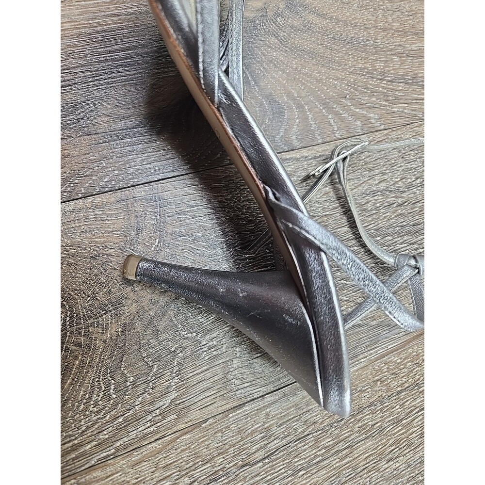 CHANEL Silver Metallic Knotted Strap Heels - Picture 8 of 15